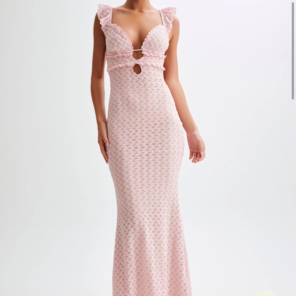 Meshki Pink Plunge Maxi Gown